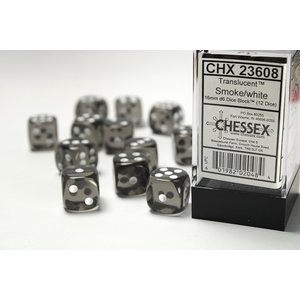 Chessex DICE SET 16mm TRANSLUCENT SMOKE/WHITE