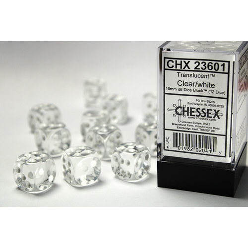 Chessex DICE SET 16mm TRANSLUCENT CLEAR Chessex DICE SET 16mm TRANSLUCENT CLEAR