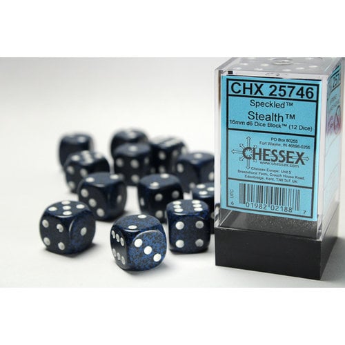 Chessex DICE SET 16mm SPECKLED STEALTH