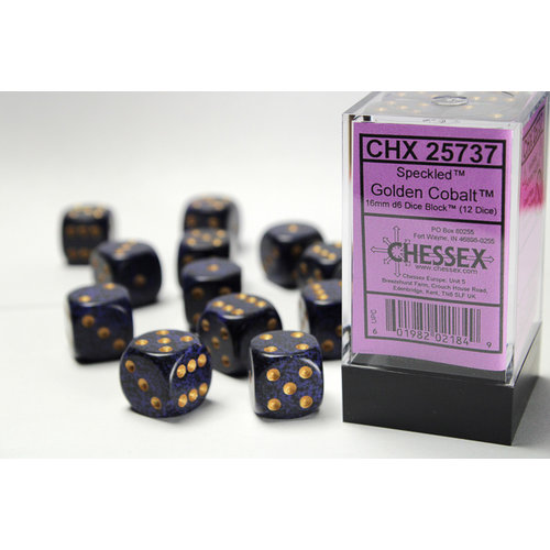 Chessex DICE SET 16mm SPECKLED GOLDEN COBALT Chessex DICE SET 16mm SPECKLED GOLDEN COBALT