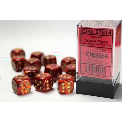 Chessex DICE SET 16mm SCARAB SCARLET Chessex DICE SET 16mm SCARAB SCARLET