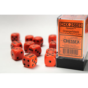 Chessex DICE SET 16mm OPAQUE ORANGE w/BLACK