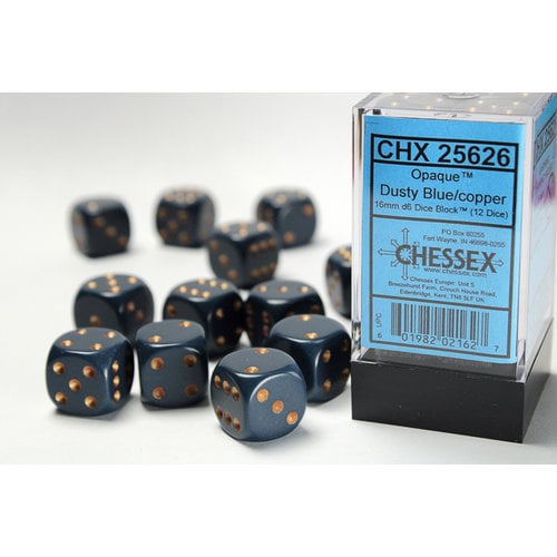 Chessex DICE SET 16mm OPAQUE DUSTY BLUE w/COPPER