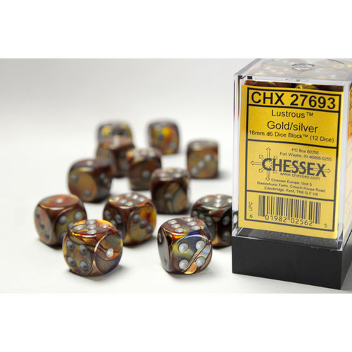 Chessex DICE SET 16mm LUSTROUS GOLD w/SILVER