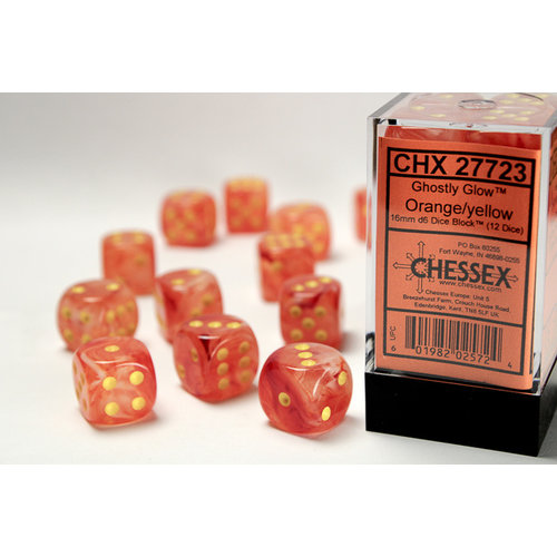 Chessex DICE SET 16mm GHOSTLY GLOW ORANGE/YELLOW