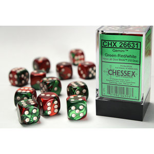 Chessex DICE SET 16mm GEMINI GREEN-RED