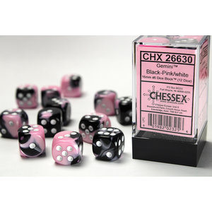 Chessex DICE SET 16mm GEMINI BLACK-PINK