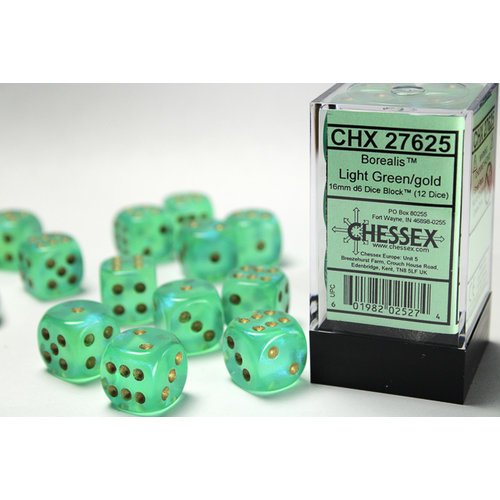 Chessex DICE SET 16mm BOREALIS LIGHT GREEN Chessex DICE SET 16mm BOREALIS LIGHT GREEN