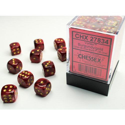 Chessex DICE SET 12mm VORTEX BURGUNDY Chessex DICE SET 12mm VORTEX BURGUNDY
