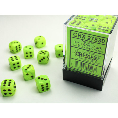 Chessex DICE SET 12mm VORTEX BRIGHT GREEN Chessex DICE SET 12mm VORTEX BRIGHT GREEN