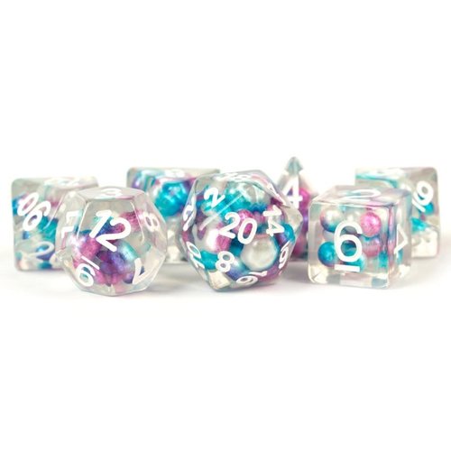 Metallic Dice Company DICE SET 7: PEARL RESIN - GRADIENT PURPLE / TEAL / WHITE Metallic Dice Company DICE SET 7: PEARL RESIN - GRADIENT PURPLE / TEAL / WHITE