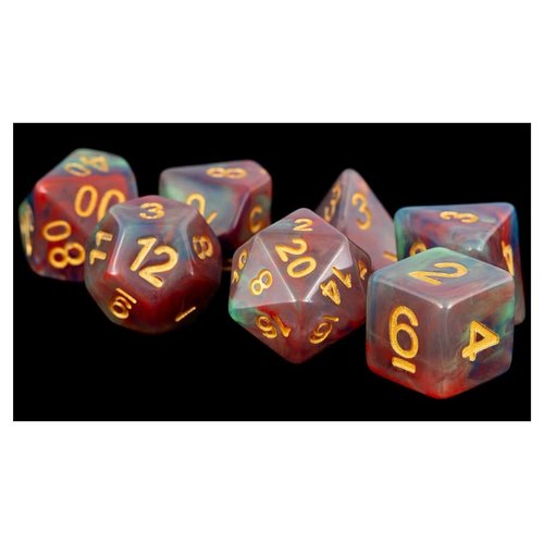 Metallic Dice Company DICE SET 7: PEARL SWIRL RED / GREEN Metallic Dice Company DICE SET 7: PEARL SWIRL RED / GREEN