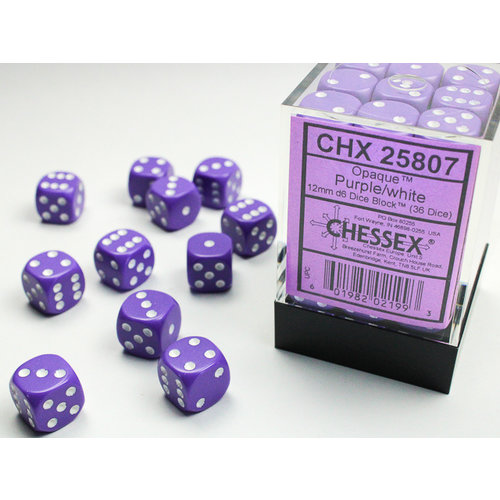 Chessex DICE SET 12mm OPAQUE PURPLE w/WHITE