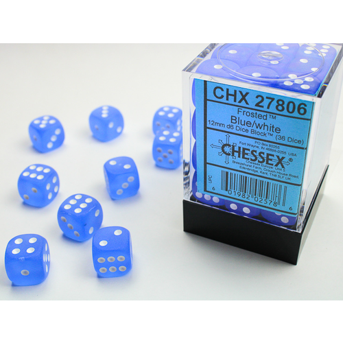 Chessex DICE SET 12mm FROSTED BLUE/WHITE