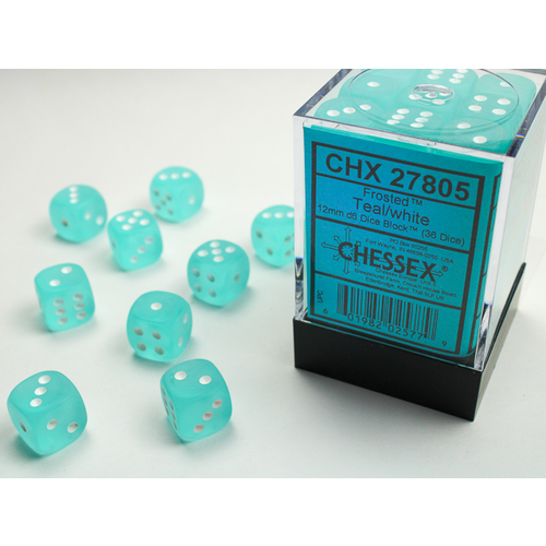 Chessex DICE SET 12mm FROSTED TEAL/WHITE Chessex DICE SET 12mm FROSTED TEAL/WHITE