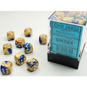 Chessex DICE SET 12mm GEMINI BLUE-GOLD/WHITE