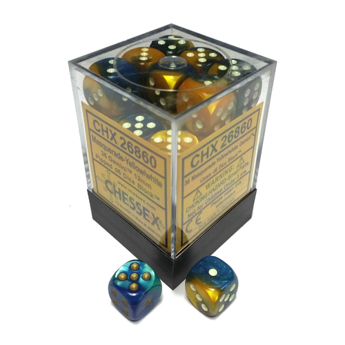 Chessex DICE SET 12mm GEMINI MASQUERADE-YELLOW Chessex DICE SET 12mm GEMINI MASQUERADE-YELLOW