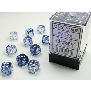 Chessex DICE SET 12mm NEBULA BLACK-WHITE
