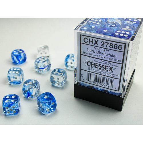 Chessex DICE SET 12mm NEBULA DARK BLUE-WHITE Chessex DICE SET 12mm NEBULA DARK BLUE-WHITE