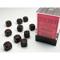 DICE SET 12mm OPAQUE BLACK w/RED