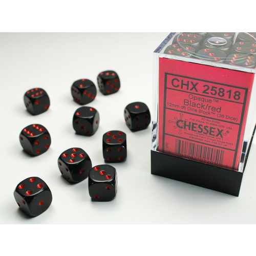 Chessex DICE SET 12mm OPAQUE BLACK-RED