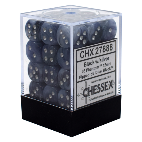 Chessex DICE SET 12mm PHANTOM BLACK-SILVER Chessex DICE SET 12mm PHANTOM BLACK-SILVER