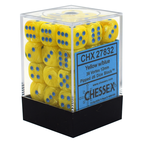 Chessex DICE SET 12mm VORTEX YELLOW-BLUE Chessex DICE SET 12mm VORTEX YELLOW-BLUE
