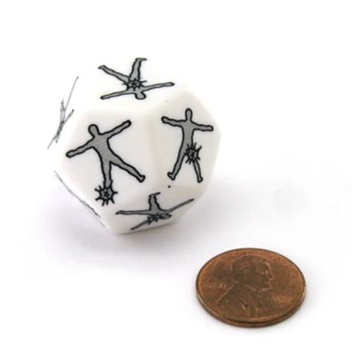 Chessex CUSTOM D12 20mm HIT LOCATION WHITE-BLACK Chessex CUSTOM D12 20mm HIT LOCATION WHITE-BLACK