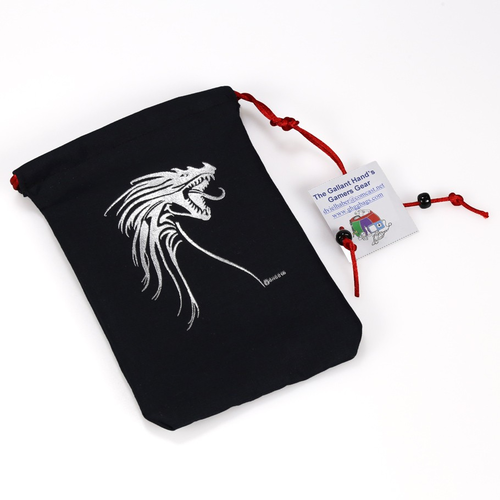 Gallant Hand's Gamers Gear DICE BAG: SILVER TRIBAL DRAGON Gallant Hand's Gamers Gear DICE BAG: SILVER TRIBAL DRAGON
