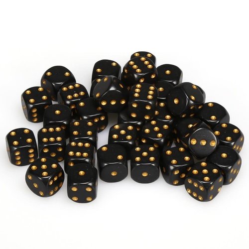 Chessex DICE SET 12mm OPAQUE BLACK / GOLD Chessex DICE SET 12mm OPAQUE BLACK / GOLD