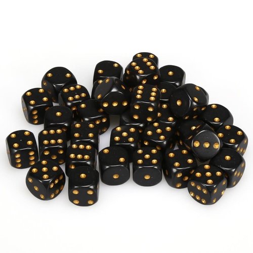 Chessex DICE SET 12mm OPAQUE BLACK w/GOLD