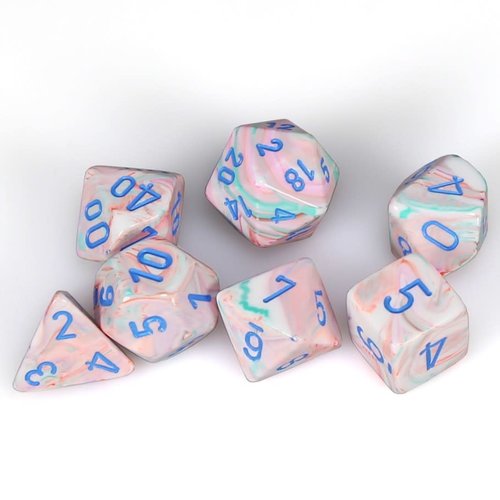 Chessex DICE SET 7 FESTIVE POP ART w/BLUE