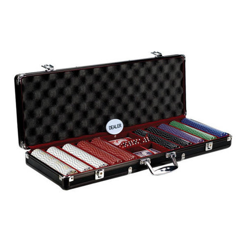 CHH QUALITY PRODUCTS POKER CHIP SET 500 11G w/SUITED PRINT in BLACK CASE CHH QUALITY PRODUCTS POKER CHIP SET 500 11G w/SUITED PRINT in BLACK CASE