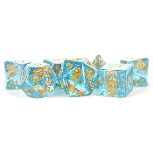 Metallic Dice Company DICE SET 7 FOIL: BLUE / GOLD Metallic Dice Company DICE SET 7 FOIL: BLUE / GOLD