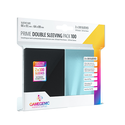 GAMEGENIC DECK PROTECTOR: (100) PRIME DOUBLE SLEEVING - BLK / CLR GAMEGENIC DECK PROTECTOR: (100) PRIME DOUBLE SLEEVING - BLK / CLR