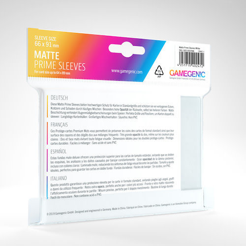 Gamegenic DECK PROTECTOR: MATTE PRIME - WHITE (100)