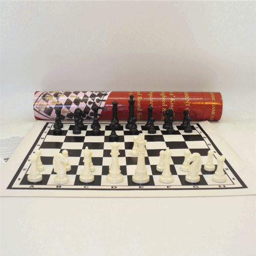 John Hansen Company CHESS SET 3.75" PLASTIC ON 19.75"/2" VINYL BOARD John Hansen Company CHESS SET 3.75" PLASTIC ON 19.75"/2" VINYL BOARD
