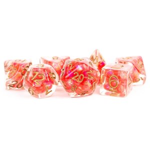 Metallic Dice Games DICE SET 7 PEARL RESIN: RED / COPPER