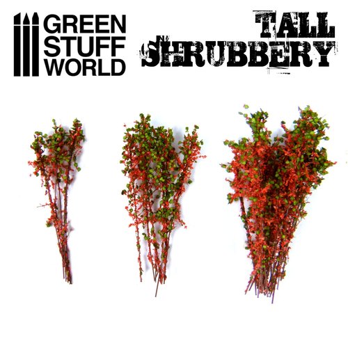 Green Stuff World TALL SHRUBBERY - RED GREEN