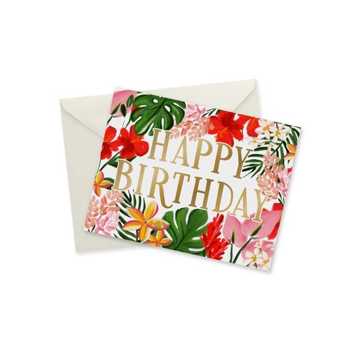 Doodles Ink Designs CARD - BIRTHDAY TROPICAL BLOOMS GOLD FOIL Doodles Ink Designs CARD - BIRTHDAY TROPICAL BLOOMS GOLD FOIL