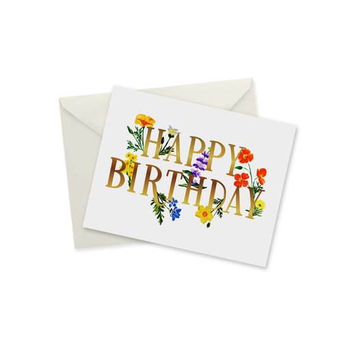Doodles Ink Designs CARD - HAPPY BIRTHDAY WILDFLOWERS GOLD FOIL Doodles Ink Designs CARD - HAPPY BIRTHDAY WILDFLOWERS GOLD FOIL