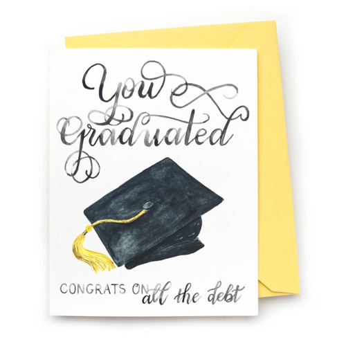 CharmCat CARD - YOU GRADUATED DEBT CharmCat CARD - YOU GRADUATED DEBT