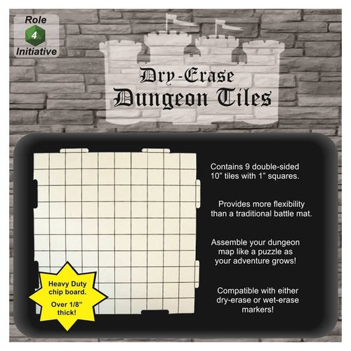 Role 4 Initiative DRY ERASE DUNGEON TILES: 10" WHITE PACK