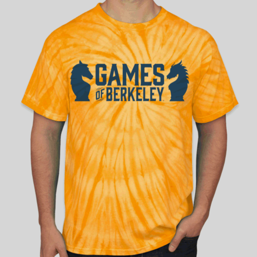 Games of Berkeley T-SHIRT GoB YELLOW TIE-DYE w/BLUE LOGO Games of Berkeley T-SHIRT GoB YELLOW TIE-DYE w/BLUE LOGO