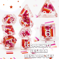 DICE FOR ALL COMMUNITY LESBIAN RESIN 7-DIE RPG SET