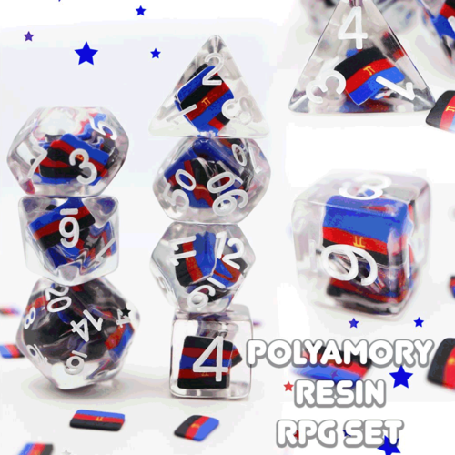 Foam Brain Games DICE FOR ALL POLYAMORY RESIN 7-DIE RPG SET Foam Brain Games DICE FOR ALL POLYAMORY RESIN 7-DIE RPG SET