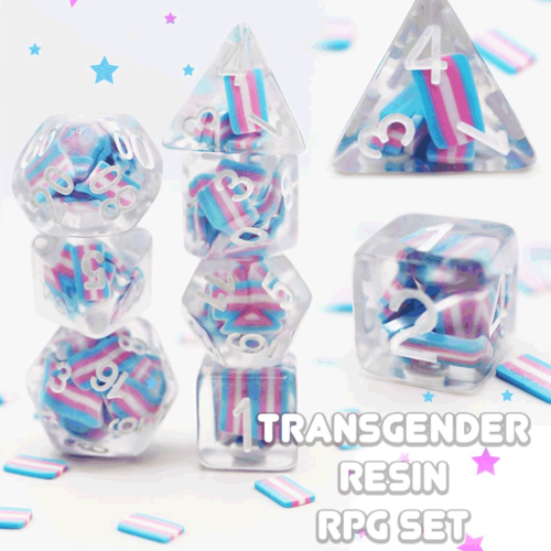 Foam Brain Games DICE FOR ALL TRANSGENDER RESIN 7-DIE RPG SET Foam Brain Games DICE FOR ALL TRANSGENDER RESIN 7-DIE RPG SET