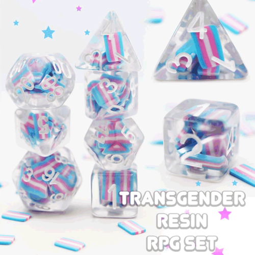 Foam Brain Games DICE FOR ALL TRANSGENDER RESIN 7-DIE RPG SET