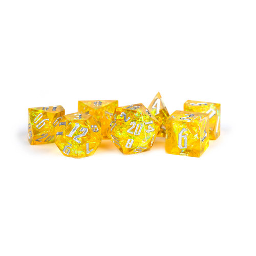 Metallic Dice Games DICE SET 7: SHARP YELLOW PYRE Metallic Dice Games DICE SET 7: SHARP YELLOW PYRE