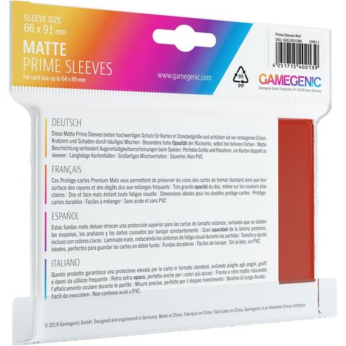 GAMEGENIC DECK PROTECTOR: MATTE PRIME - RED (100)